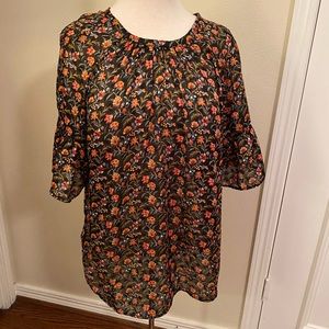 Loft Floral Tie Back Blouse